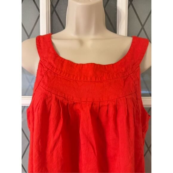 Theory Womens Linen Blend Sleeveless Round Neck Shift Dress Orange Size 10 - Picture 3 of 8